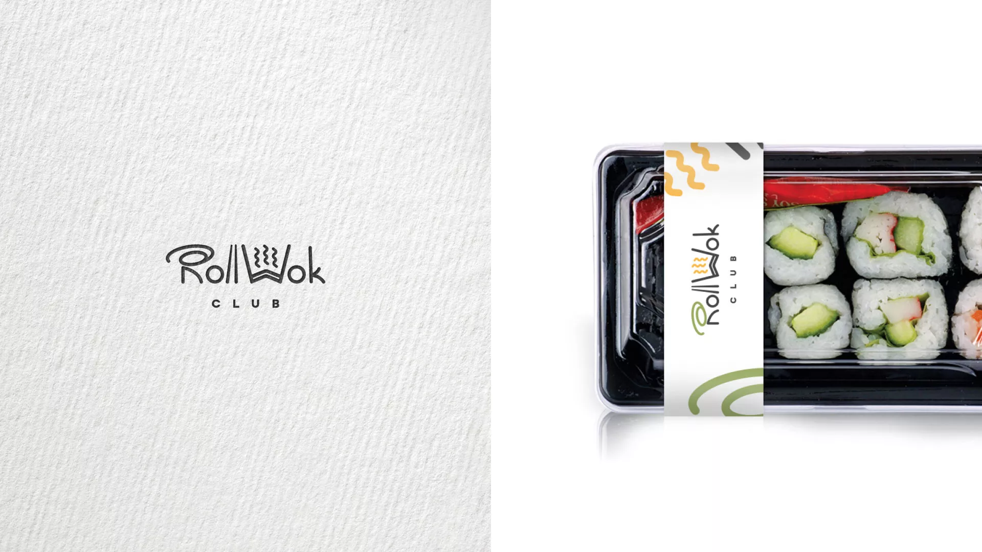 Разработка наклеек для суши-бара «Roll Wok Club» в Гуково