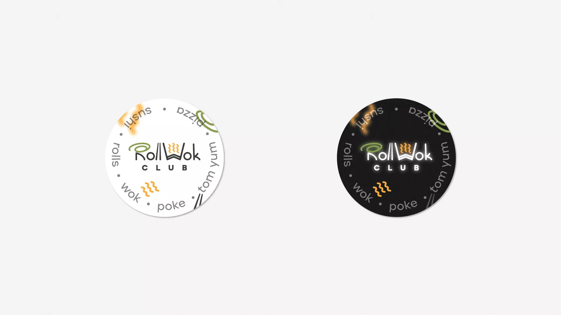 Разработка наклеек для суши-бара «Roll Wok Club» в Гуково
